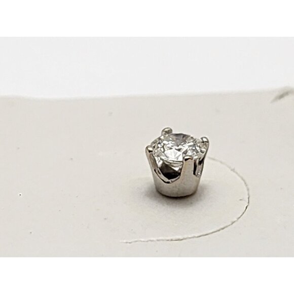 Unique Single 14K Solid White Gold Designer Diamond Stud Screw Back Earring - Picture 9 of 12